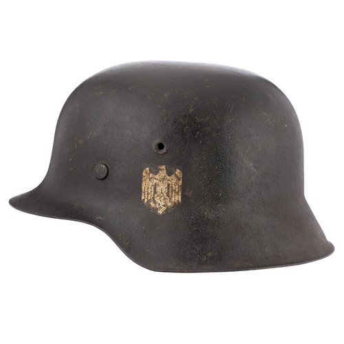 222 - German Third Reich Army Single Decal Steel Helmet. Combat Finish.A scarce raw edge combat example wi... 