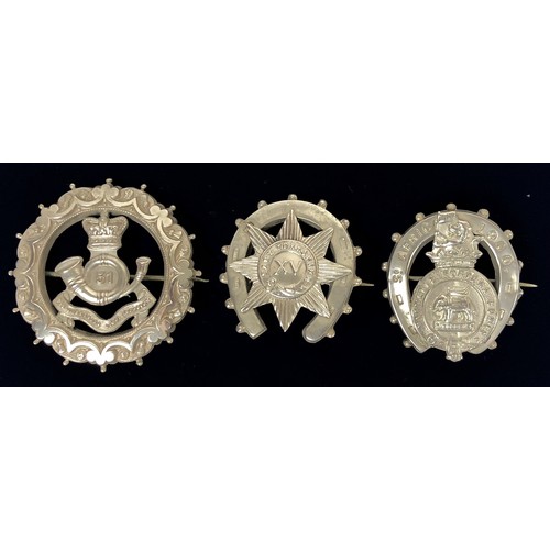 159 - KOYLI & East Yorkshire Regiment Hollow Silver Regimental Sweetheart Brooch 3 Examples. The first... 