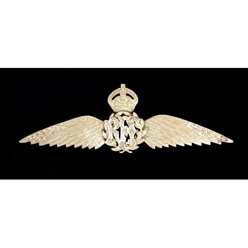 164 - Royal Flying Corps RFC diamond set Pilot's Wings Regimental Sweetheart Brooch. This good quality unm... 