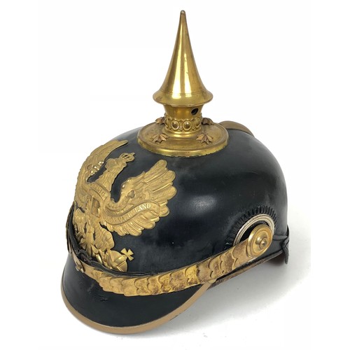 362 - WW1 Prussian Officer's Picklehaube.  A good Officer’s Picklehaube with rounded front peak and gilt m... 