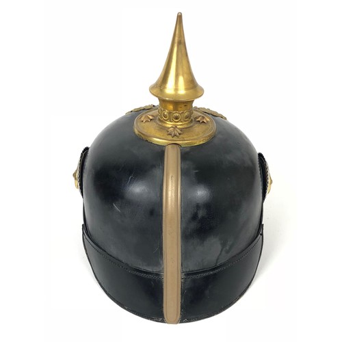 362 - WW1 Prussian Officer's Picklehaube.  A good Officer’s Picklehaube with rounded front peak and gilt m... 