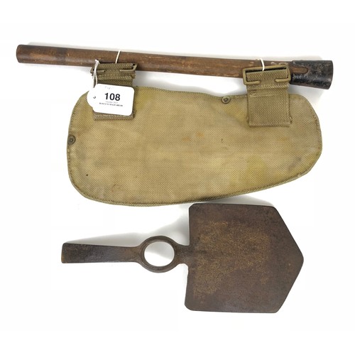 108 - WW1 1908 Pattern Webbing 1916 Entrenching Tool Carrier.  This web carrier with makers stamp of MW an... 