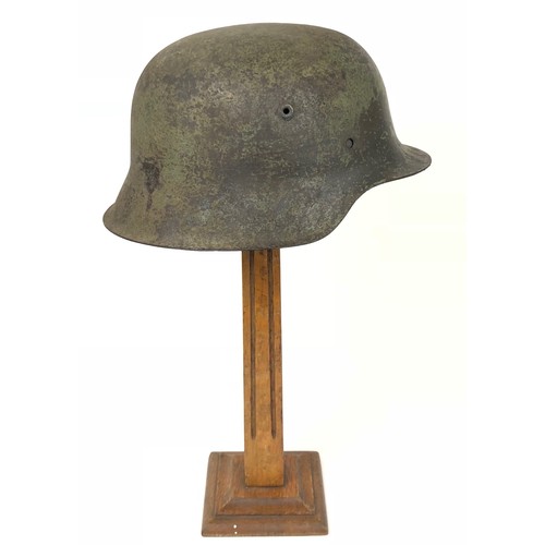 343 - German Third Reich Army Single Decal Steel Helmet. Combat Finish.  A scarce raw edge combat example ... 