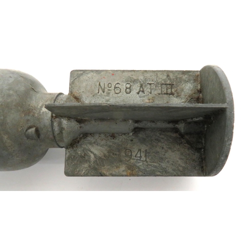 158 - Inert No 68 Anti Tank III Grenade
canister body with screw on nose cap.  Four rear fins with lo... 