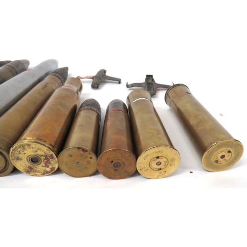 167 - Selection of 9 Inert Shells
including alloy, 40mm N2 drill shell dated 1953 ... 1942 dated, 40mm she... 