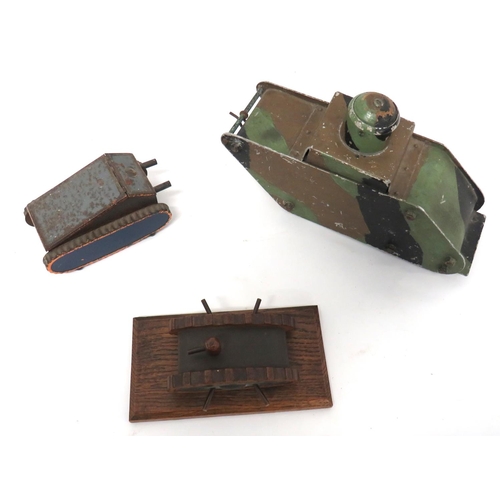 176 - WW1/WW2 Period Children's Toy Tank
well made, sheet alloy model of a WW1 period tank.  Camoufla... 