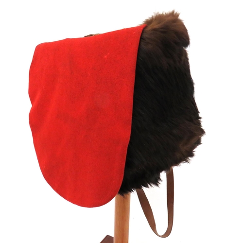 202 - Victorian Royal Artillery Officer's Busby
dark brown fur body.  Scarlet felt side and crown bag... 