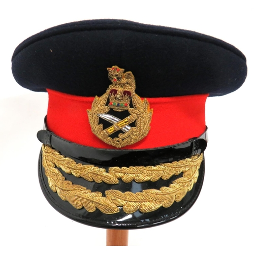 205 - Post 1953 General's Dress Cap
dark blue crown and body.  Red band with bullion embroidery, QC, ... 