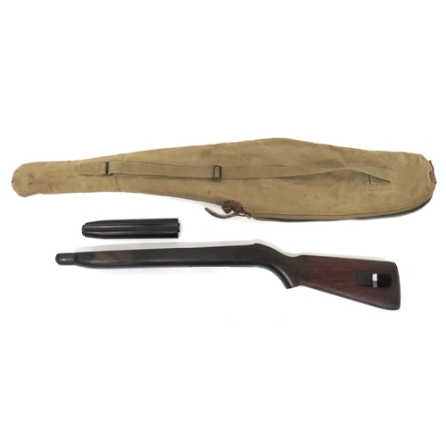 233 - WW2 American M1 Carbine Wooden Stock And Transit Bag
polished wooden, M1 carbine stock with steel bu... 