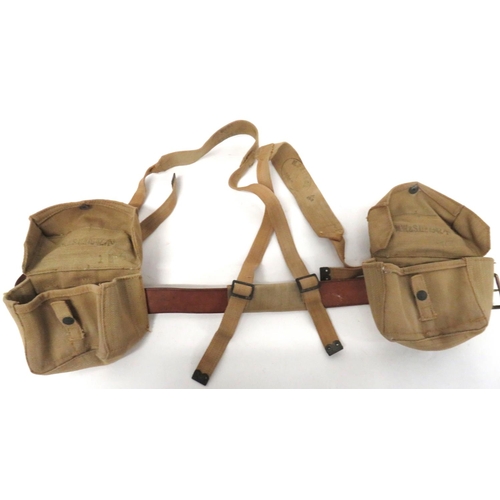 236 - Home Guard Ammunition Pouches And Belt Set
consisting pair of khaki webbing, square shape pouches. &... 