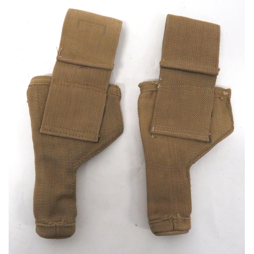 263 - Two WW2 Pattern Open Top Tank Crew Holsters
khaki webbing, open top holsters.  Upper securing s... 