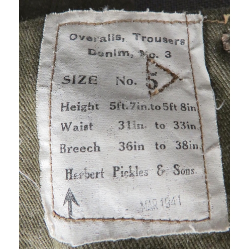 299 - WW2 Pattern Denim Working Battledress Jacket And Trousers
green denim, single breasted, closed colla... 