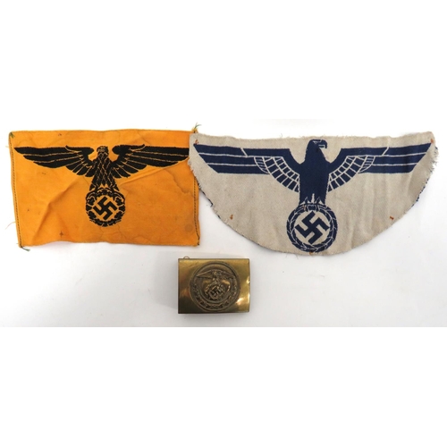 345 - German Third Reich SA Belt Buckle
brass buckle with central eagle holding wreath and central swastik... 