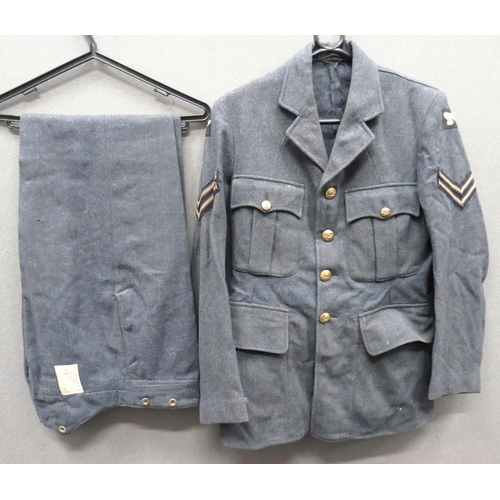 353 - WW2 Dated RAF OR's Service Dress Jacket And Trousers
blue grey woollen, single breasted, open collar... 