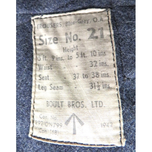 353 - WW2 Dated RAF OR's Service Dress Jacket And Trousers
blue grey woollen, single breasted, open collar... 