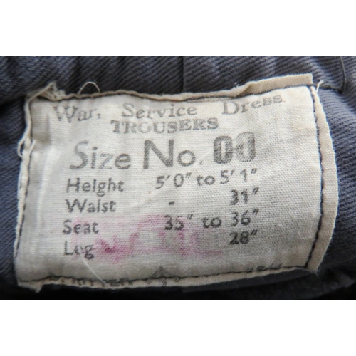 354 - WW2 Dated RAF War Service Battledress Jacket And Trousers
blue grey woollen, single breasted, closed... 