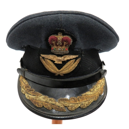 359 - Royal Air Force Post 1953 Group Captain's Service Dress Cap
blue grey crown and body.  Black pa... 