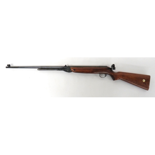 385 - Webley Mark 3 Air Rifle
.22, 19 inch, blued fixed barrel.  Front hooded sight.  Rear, adju... 