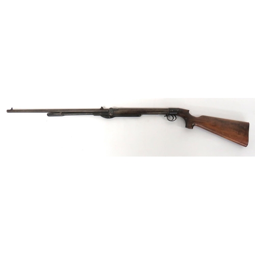 389 - Early BSA Air Rifle
.22, 19 1/2 inch, fixed barrel.  Front blade sight.  Rear adjustable V sight.  L... 