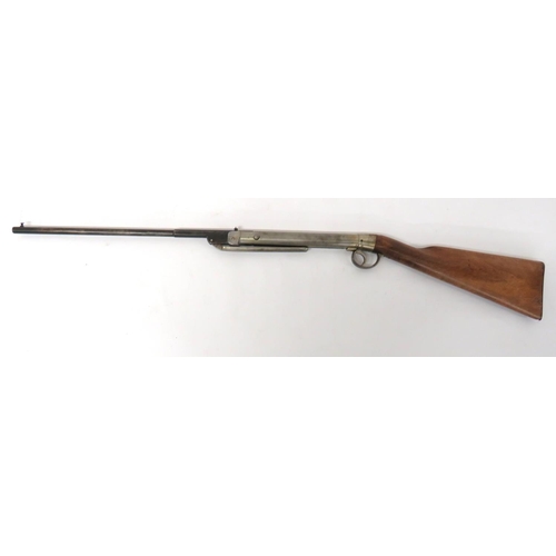 398 - Millita Registered Air Rifle Circa 1900
.177, 17 3/4 inch, blued hinged barrel.  Front blade si... 