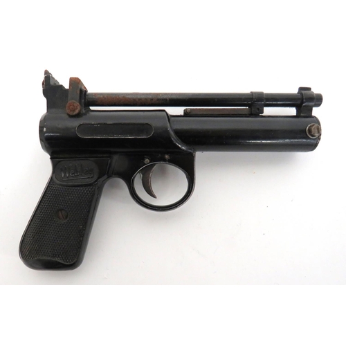 400 - Webley Junior MKII Air Pistol
.177, 6 inch, blackened, lift up cocking barrel.  Front blade sight.  ... 