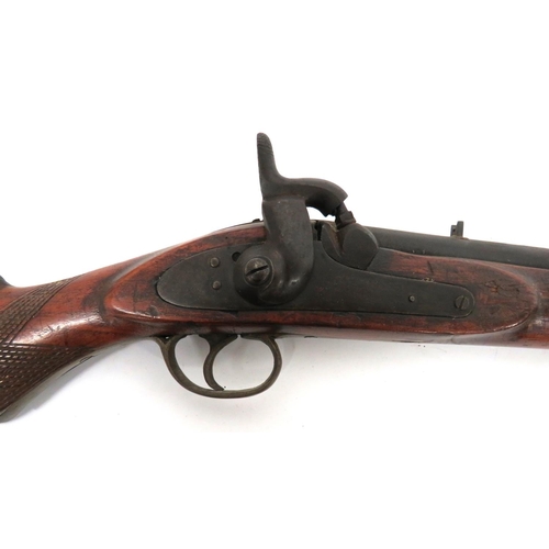 416 - Mid 19th Century Percussion Sporting Musket
28 bore, 35 1/2 inch barrel with lower rib. Front blade ... 