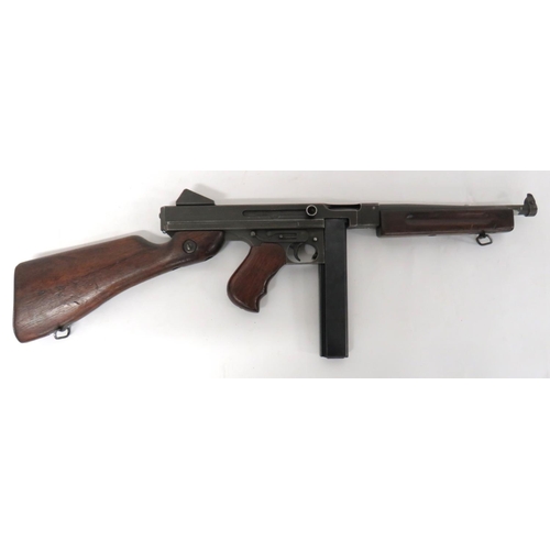 421 - Deactivated US Thompson M1A1 SMG
10 1/2 inch, .45 ACP with end blade sight.  Square form body w... 