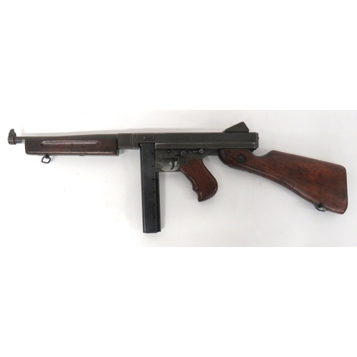 421 - Deactivated US Thompson M1A1 SMG
10 1/2 inch, .45 ACP with end blade sight.  Square form body w... 