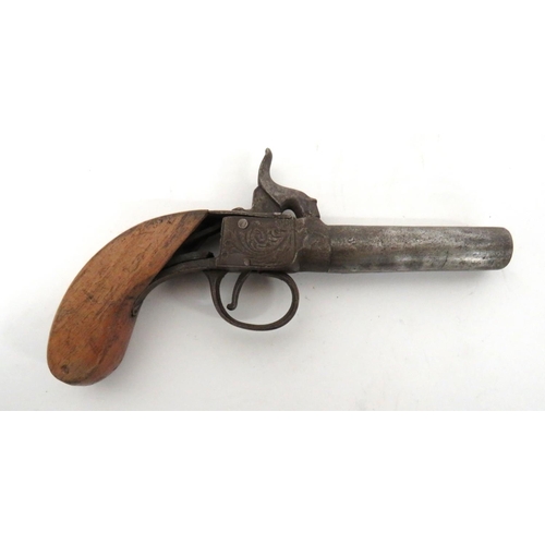 423 - Mid 19th Century Percussion Pocket Pistol
54 bore, 2 3/4 inch barrel.  Flat side action with fl... 