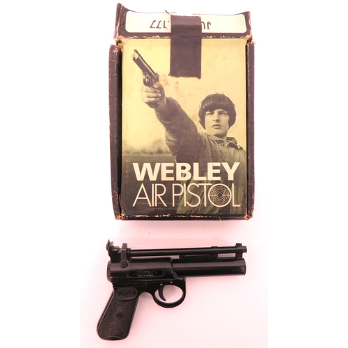 424 - Webley & Scott Junior MKII Air Pistol
.177, 6 inch, blackened, hinged locking barrel. Front blad... 