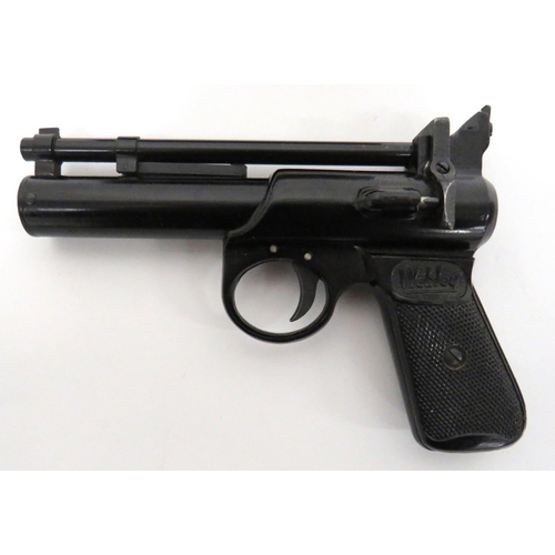 424 - Webley & Scott Junior MKII Air Pistol
.177, 6 inch, blackened, hinged locking barrel. Front blad... 