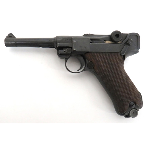 432 - Deactivated 4 Inch German Luger By Simson & Co Suhl
9 mm, 4 inch, blackened barrel.  Front blade... 