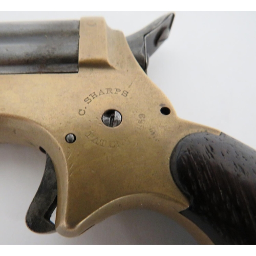 434 - Scarce Deactivated Sharps Four Barrel Derringer 
.22, 2 1/2 inch, over and under 4 sliding barr... 