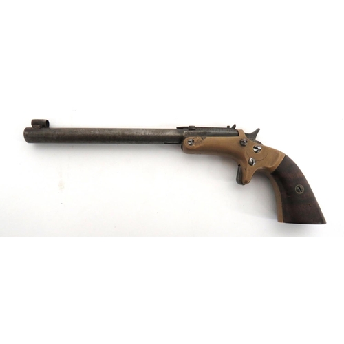 435 - Deactivated Stevens Long Barrel Derringer 
.22, 6 inch barrel.  Front hood sight.  Re... 