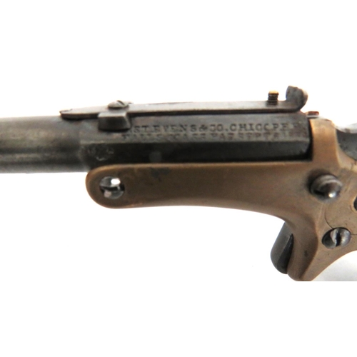 435 - Deactivated Stevens Long Barrel Derringer 
.22, 6 inch barrel.  Front hood sight.  Re... 