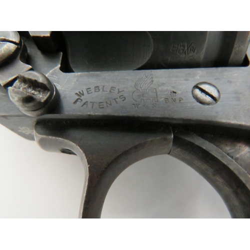 439 - Deactivated Webley Patent Mark IV WW1 Revolver
.455, 4 inch, blackened barrel.  Front blade sig... 