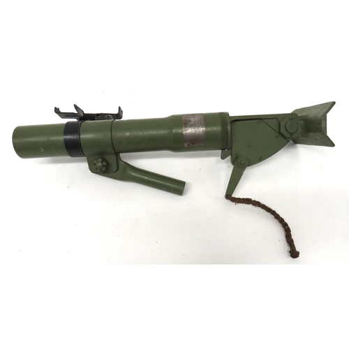 455 - Deactivated 2 Inch WW2 Mortar
2 inch, 14 inch, green painted tube.  Rear body with firing lever... 