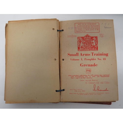 465 - WW2 Small Arms Training Folder
red folder containing pamphlets including Rifle, Weapons Training, An... 