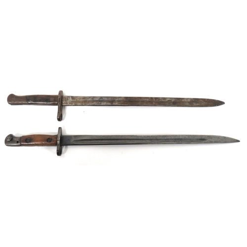 476 - Two Various Bayonets
consisting British 1907 SMLE bayonet.  17 inch, single edged blade with fuller.... 