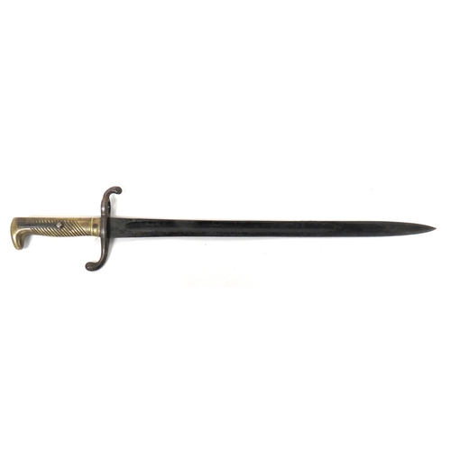 485 - Imperial German M1871 Bayonet
18 1/2 inch, single edged blade with wide fuller.  Forte marked 