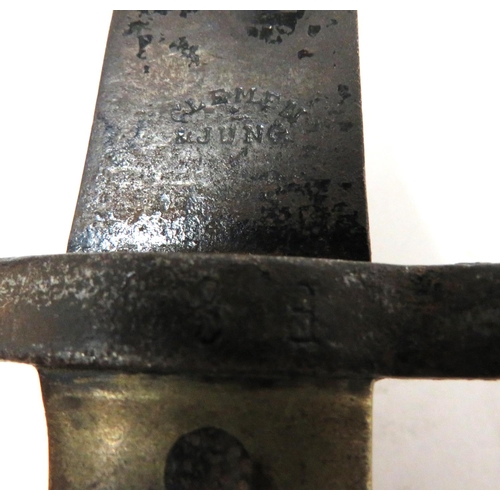 485 - Imperial German M1871 Bayonet
18 1/2 inch, single edged blade with wide fuller.  Forte marked 