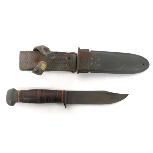 489 - American US Navy MKI Utility/Fighting Knife
5 inch, parkerised, single edge, clipped point blade. &n... 