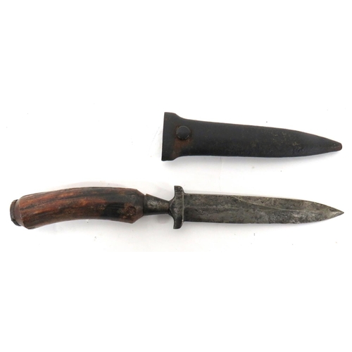 492 - Imperial German Period Combat Knife
6 inch, single edged blade with back edge sharpened point. Integ... 