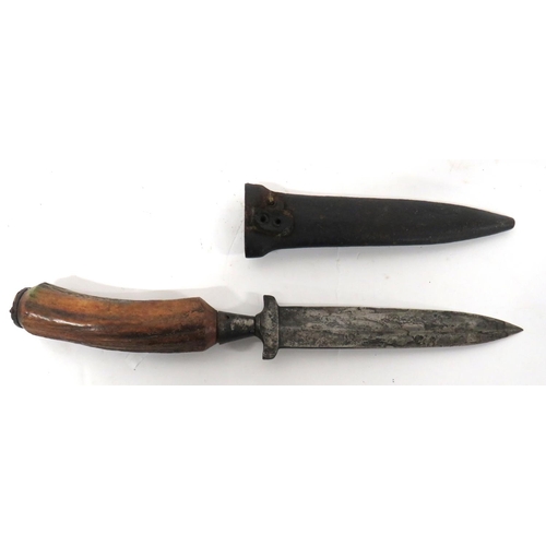 492 - Imperial German Period Combat Knife
6 inch, single edged blade with back edge sharpened point. Integ... 