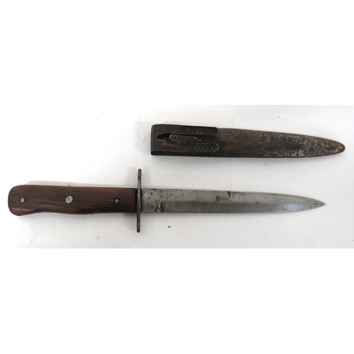 496 - WW1/WW2 German Boot Knife
6 3/4 inch, single edged blade with back edge sharpened point.  Forte... 