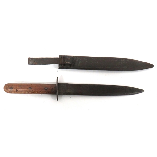 497 - WW1 Austrian Combat Knife
8 1/2 inch, single edged blade with back edge sharpened point.  Oval,... 