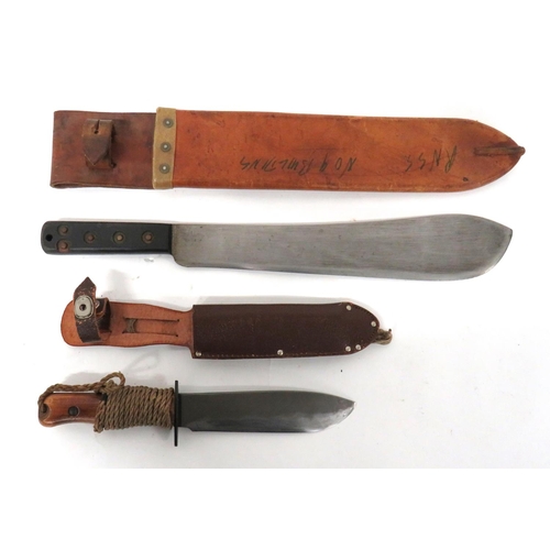 503 - Post War Wilkinson Survival Knife
7 1/4 inch, single edged, heavy blade.  Forte marked 