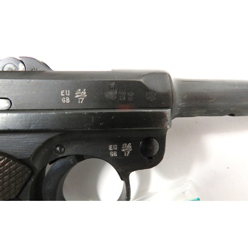 432 - Deactivated 4 Inch German Luger By Simson & Co Suhl
9 mm, 4 inch, blackened barrel.  Front blade... 