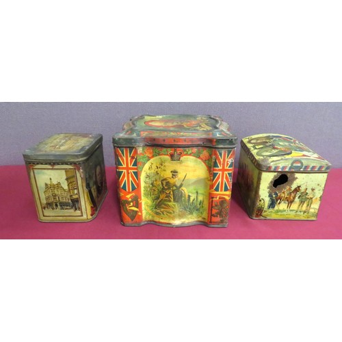 179 - Three Boer War/WW1 Keens Mustard Patriotic Transfer Printed Tins
consisting a scroll edge tin with B... 