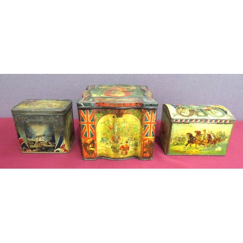 179 - Three Boer War/WW1 Keens Mustard Patriotic Transfer Printed Tins
consisting a scroll edge tin with B... 